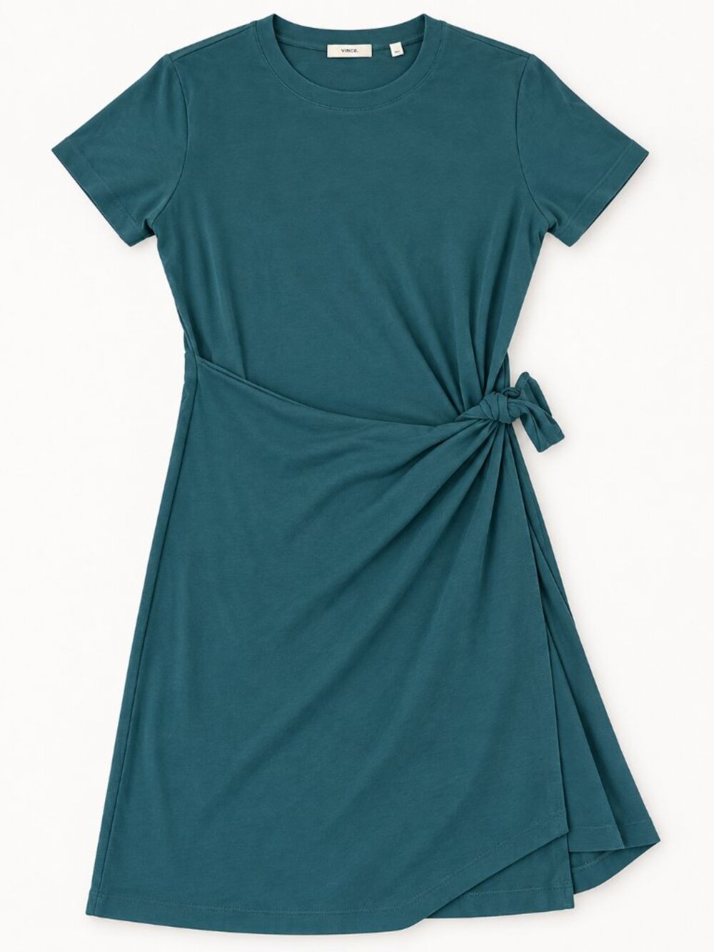 Vince Teal Side Tie Cotton Jersey T-Shirt Dress Size Large